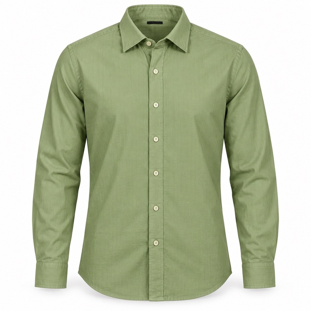 Banana Republic Mens XL Fitted Button Down Shirt Green Woven Italy Long Sleeve